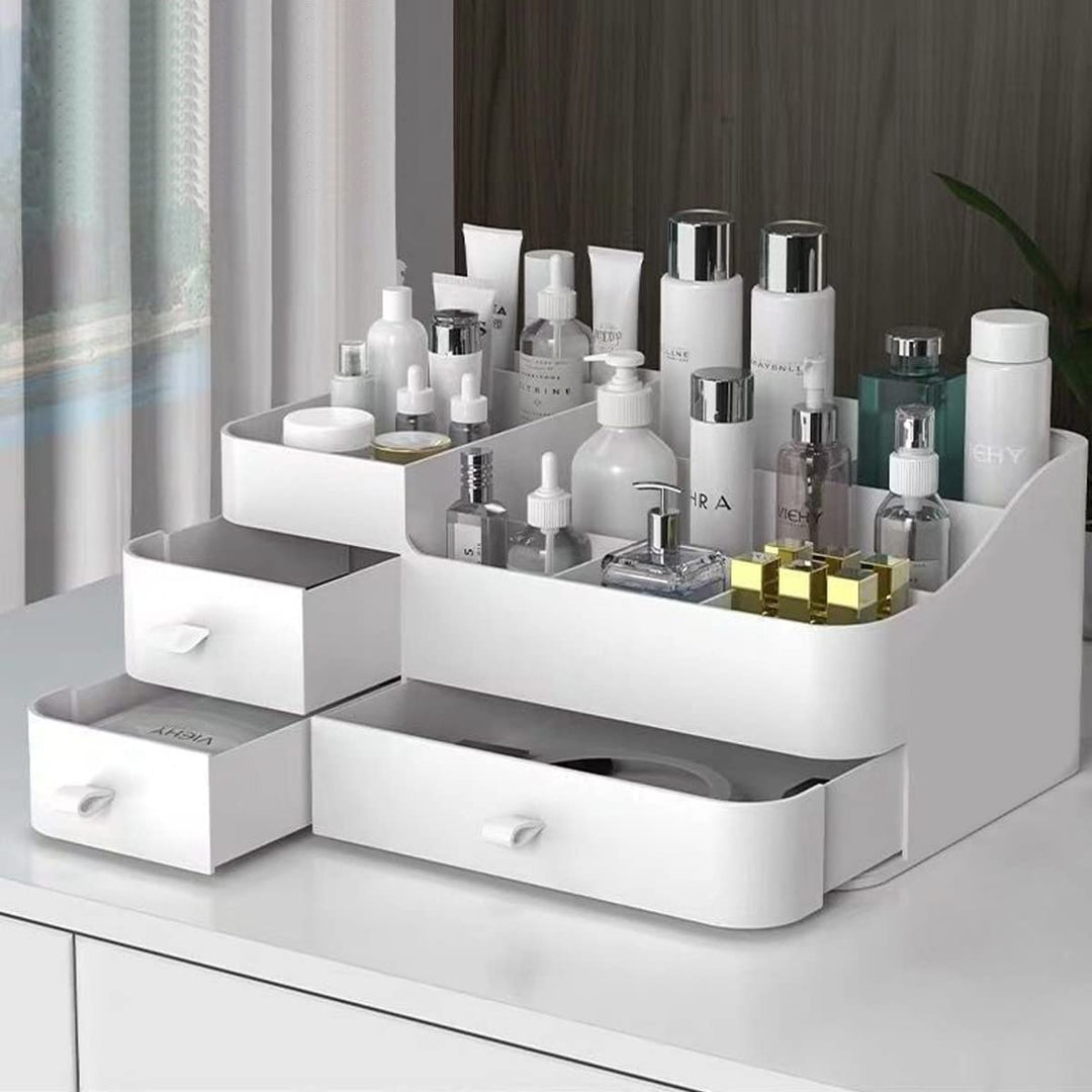 Queta Make-up-Organizer Grosse Kosmetik-Aufbewahrungsbox mit Kapazität 8 Gitter und 3 Schubladen, pa