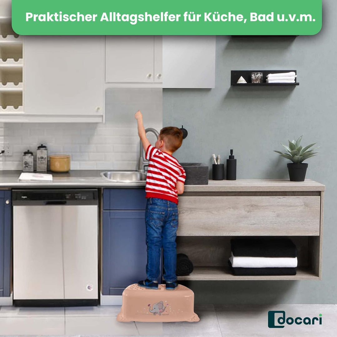 Toilettentrainer mit Treppe als Set Pfirsich Elefant - Toilettensitz Kinder und Tritthocker Kinder -