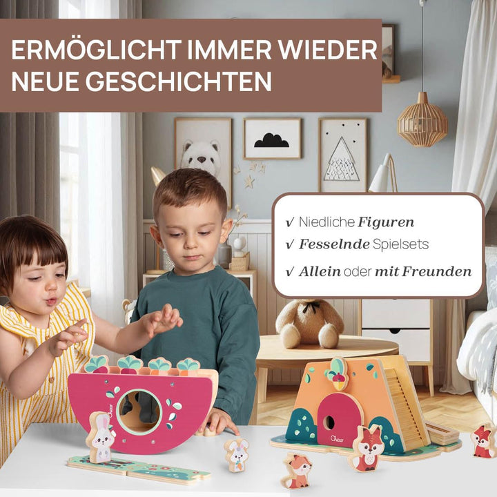Chicco, Holzspielzeug, Der Fuchsbau, Montessori-Spiel, 3 Exklusive Figuren, Balance-Aktivitäten, Ent
