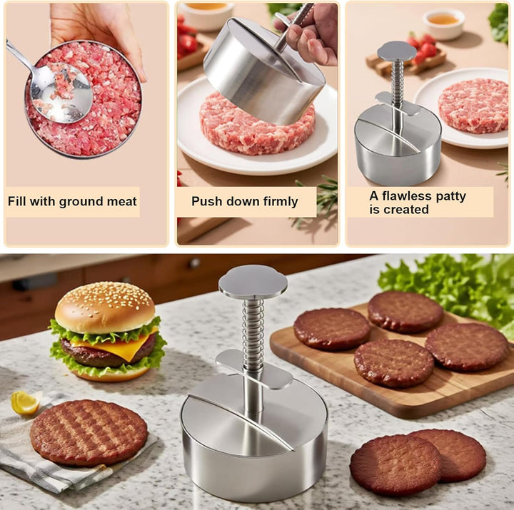 Burgerpresse & Smash Burger Presse aus Edelstahl, 304 Lebensmittelqualität, Verstellbare & Antihaft