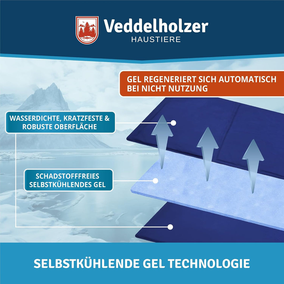 Veddelholzer Kühlmatte (M) für Hunde extra Dick und selbstkühlend ohne Strom Perfekt für Sommer &amp; Re
