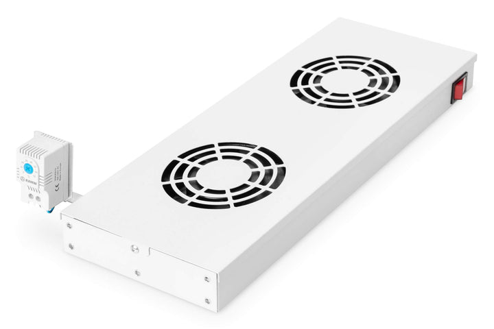 DIGITUS Lüftereinheit 19" 1HE - Rack- oder Dachmontage - Für VarioFLEX Schränke - 2x Lüfter - Thermo