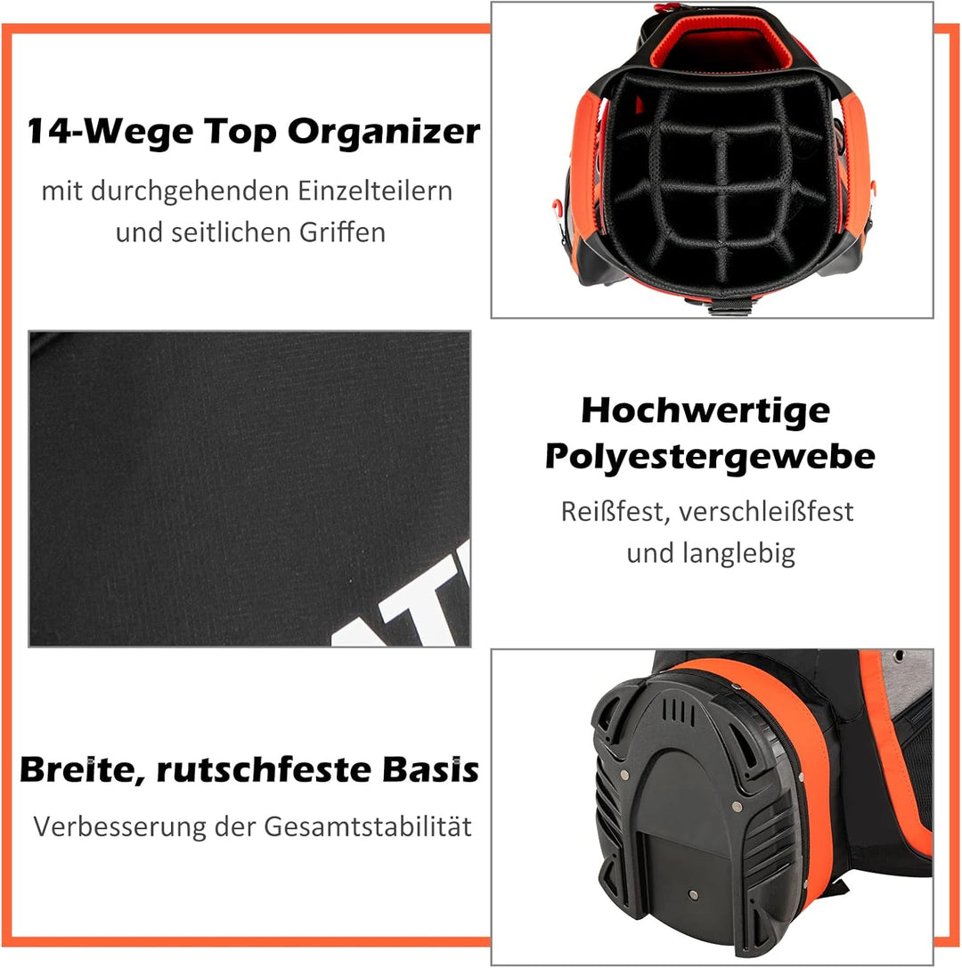 GOPLUS Golftasche mit 14 Trennwänden und 7 zusätzlichen Taschen, Golfreisetasche mit breite Basis, D