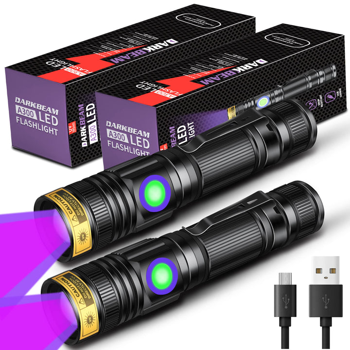 DARKBEAM UV Taschenlampe Schwarzlicht Aufladbar, Woodsche Lampe Schwarzlichttaschenlampen Ultraviole