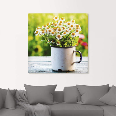 ARTland Leinwandbilder Wandbild Bild auf Leinwand 40x40 cm Botanik Blumen Gänseblümchen Fotografie G