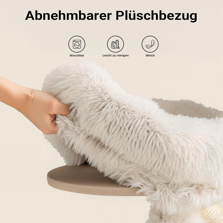 Fudajo Designer Kratzbaum in Zweigdesign 130 cm hoch, Katzenkratzbaum mit Plüsch und Sisal, Kletterb