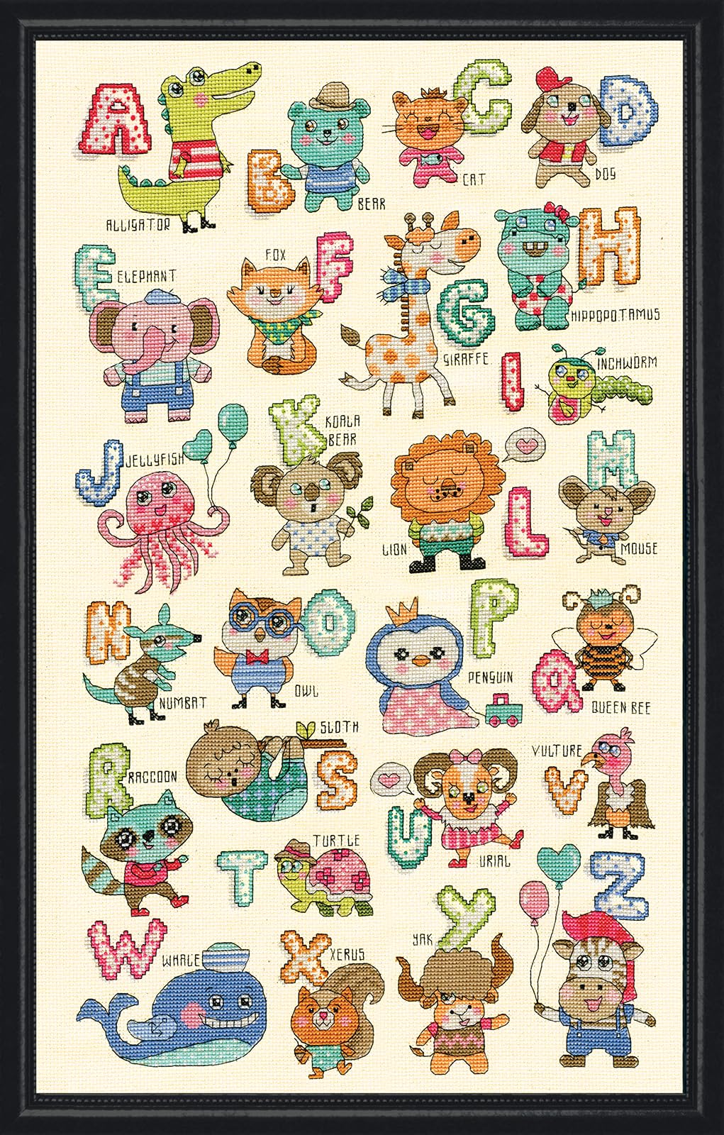 Design Works Crafts 3269 ABC Niedliche Tiere, 12 x 20 cm, Kreuzstich-Set, mehrfarbig