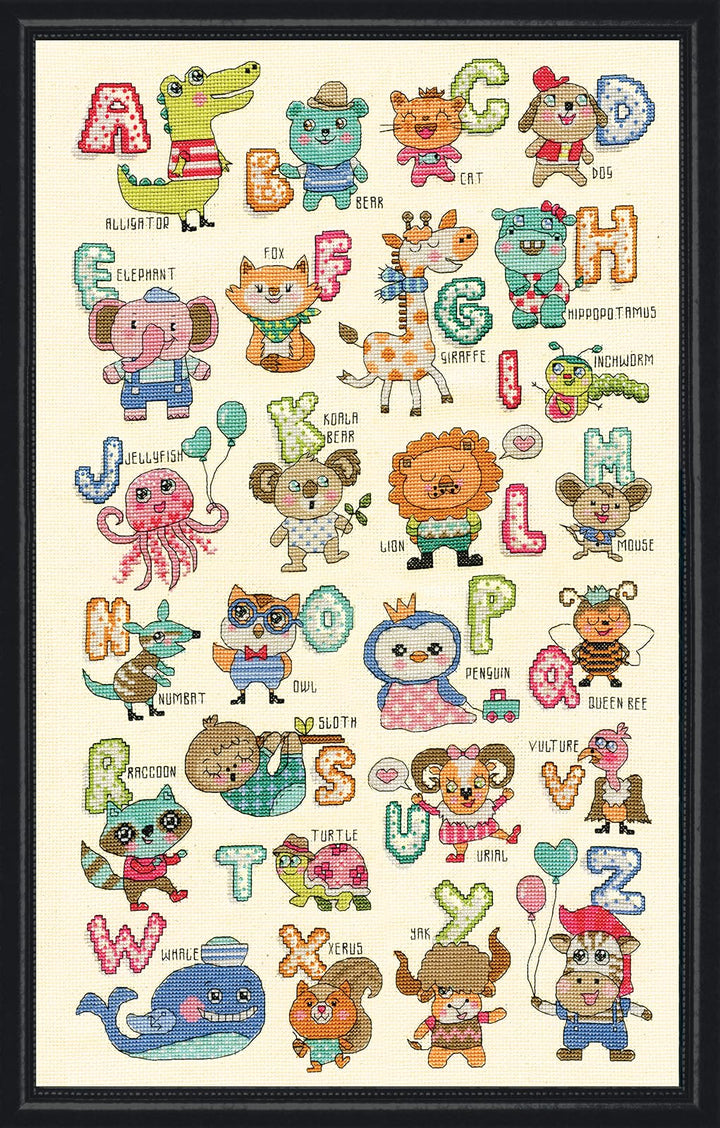 Design Works Crafts 3269 ABC Niedliche Tiere, 12 x 20 cm, Kreuzstich-Set, mehrfarbig