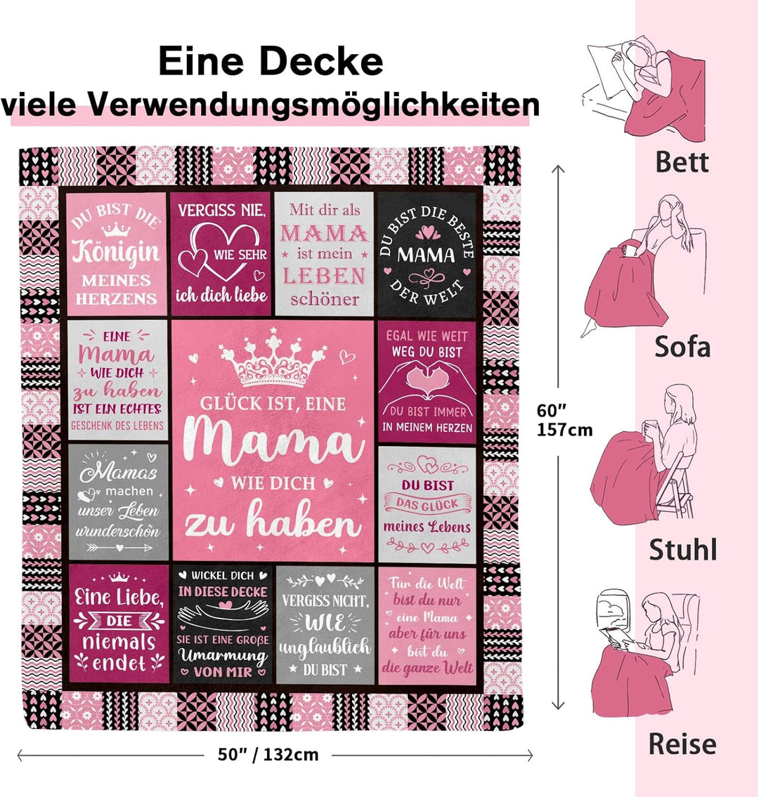 Muttertagsgeschenke für Mama - Kuscheldecke, Praktisches Geburtstagsgeschenk für Mama zum Muttertag,