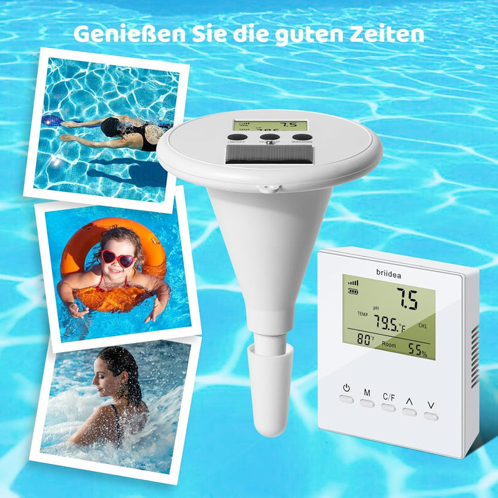 briidea Kabelloses Digitales Schwimmbad-Wasserprüfgerät Mit Zwei Displays &amp; Hochpräziser Elektrode Z