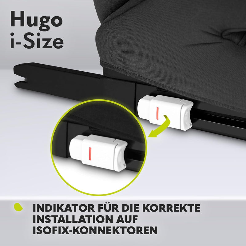 LIONELO HUGO I-SIZE Kinderautositz, Gruppe 2 3, von 100–150 cm, ISOFIX-Installation, verstellbare Ko