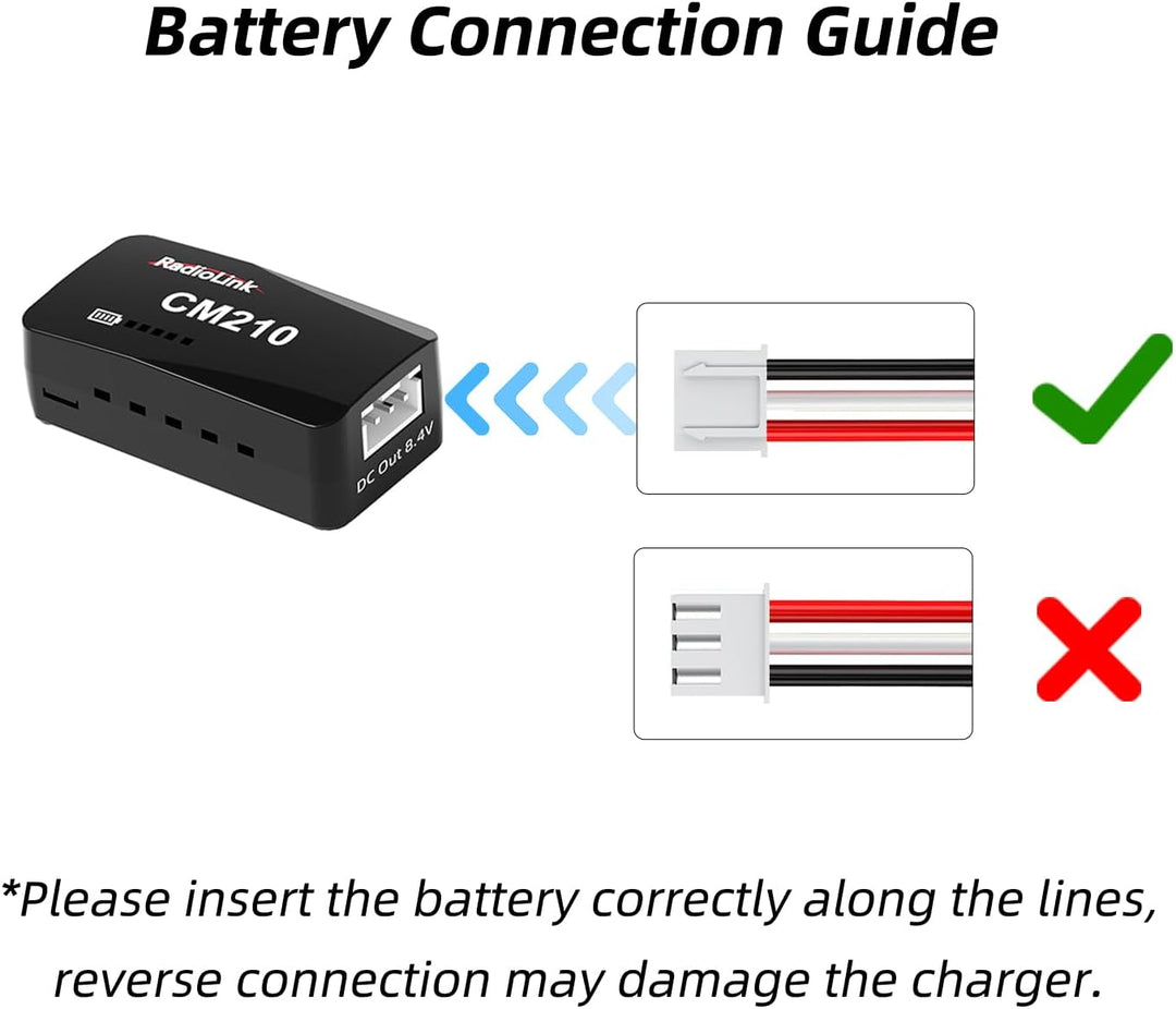 Radiolink CM210 1 Stück schneller 2S LiPo Akku Balance Ladegerät Micro Size USB Type-C Stecker, Netz