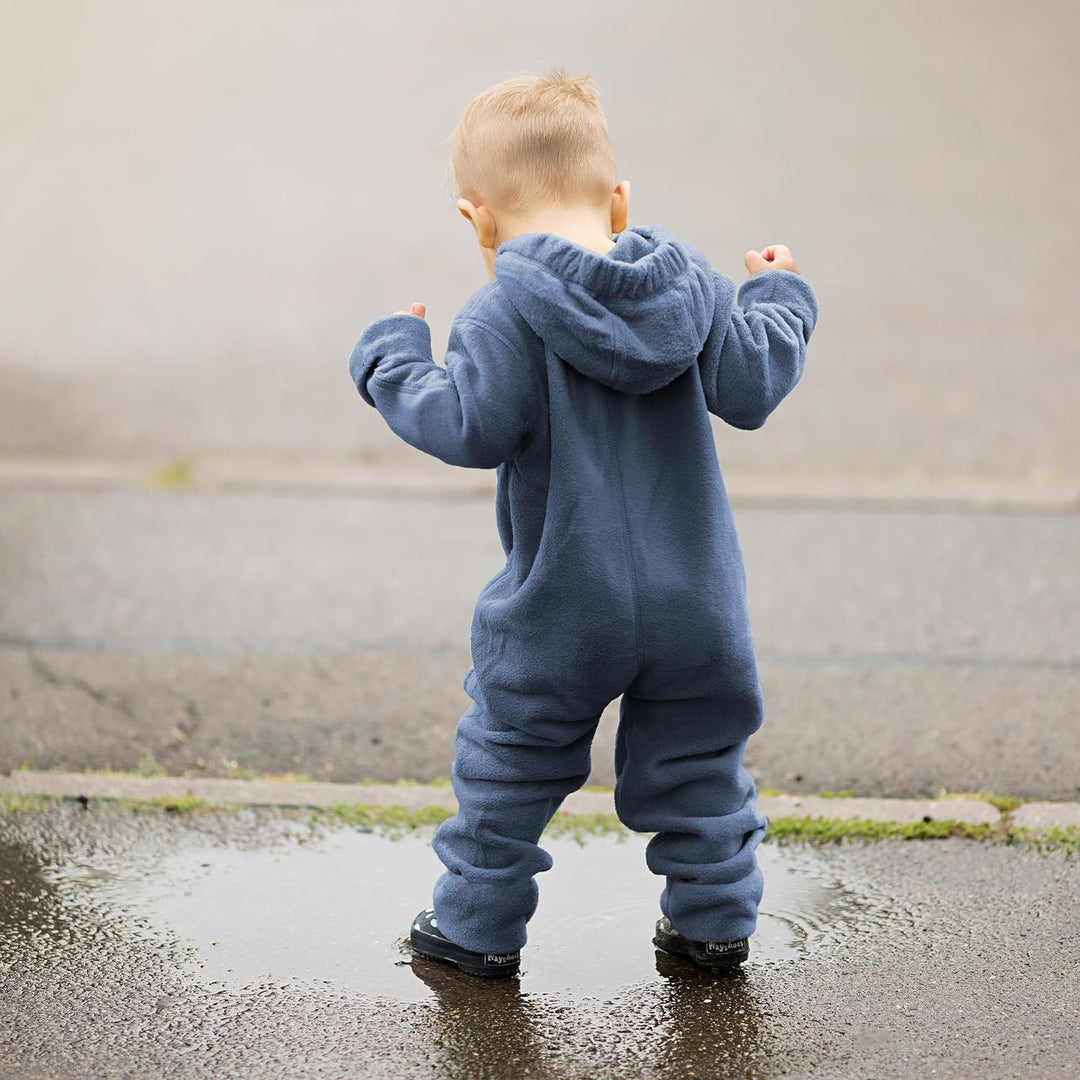 Hoppediz Baby Overall aus Fleece, extra lange Beine - perfekt für die Babytrage, Umschlagbündchen an