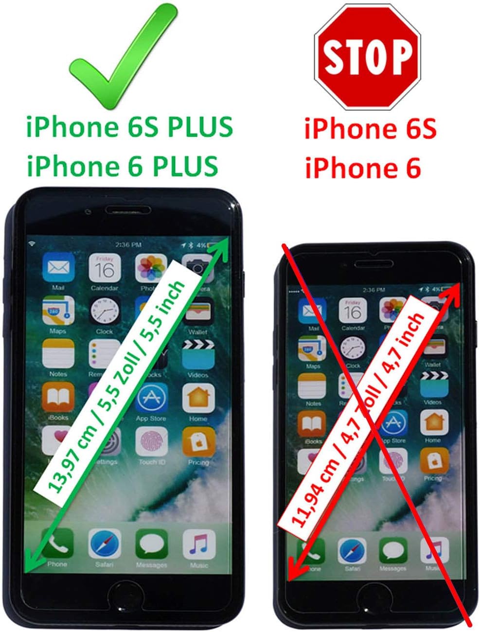 ICARER Hülle passend für Apple iPhone 6S Plus und iPhone 6 Plus (5,5 Zoll), Handyhülle mit echtem Le