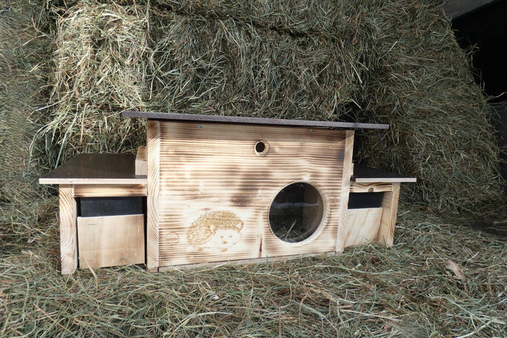 Igelhaus 45cm x 40cm x 28cm Igelhotel Vollholz Winterfest Kein Bausatz: easytouch-Rattenklappe mit u
