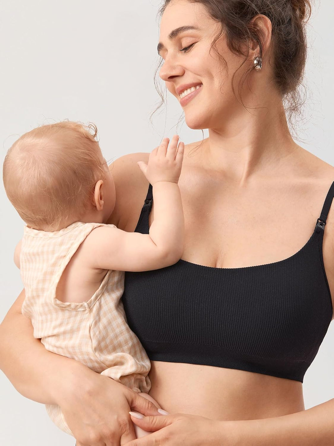 MOMANDA Damen Still BH ohne Bügel Soft Gepolstert Gerippt Schwangerschafts BHS Schlaf Bequemer S Sch