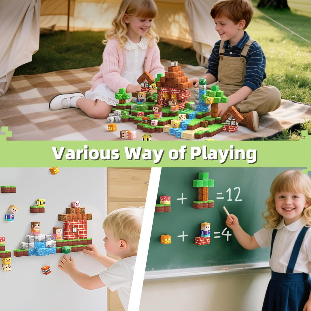 KIDCHEER Magnetische Bausteine 200 Stück, Wald Magnetbausteine für Kinder, Montessori Magnetblöcke S