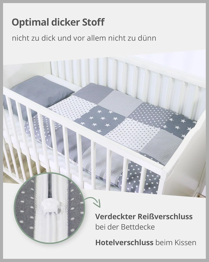 ULLENBOOM ® Baby Bettwäsche aus 100% Baumwolle (OEKO-TEX), 80x80 cm Regenbogen - 2-teilig (Set): Bab