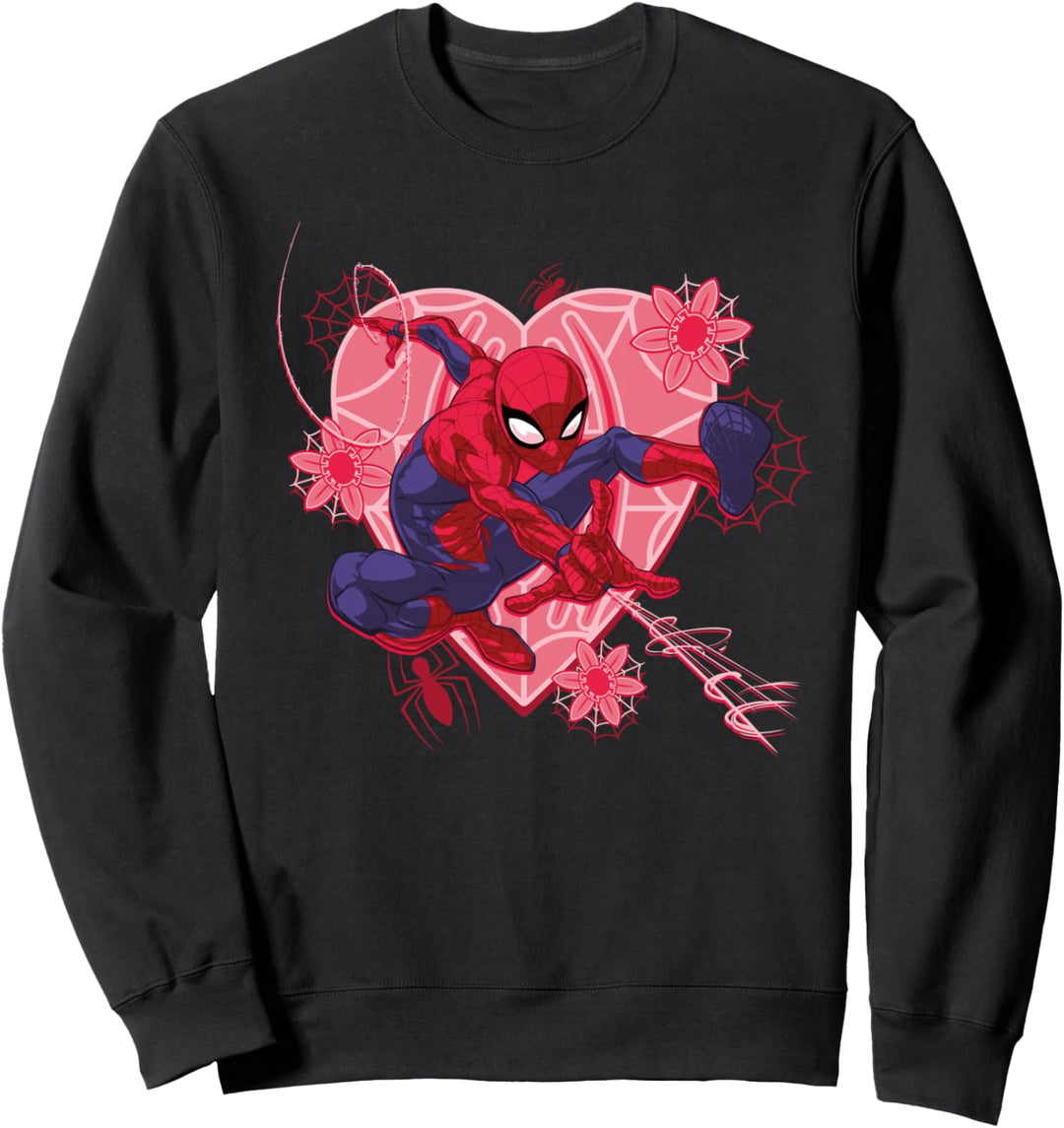 Marvel Spider-Man Hearts and Flowers Valentine's Day Sweatshirt