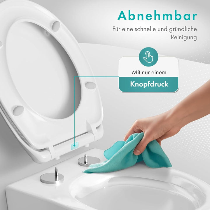 Engelbach® Toilettendeckel mit Absenkautomatik (Einfache Montage) Antibakteriell dank Urea-Duroplast