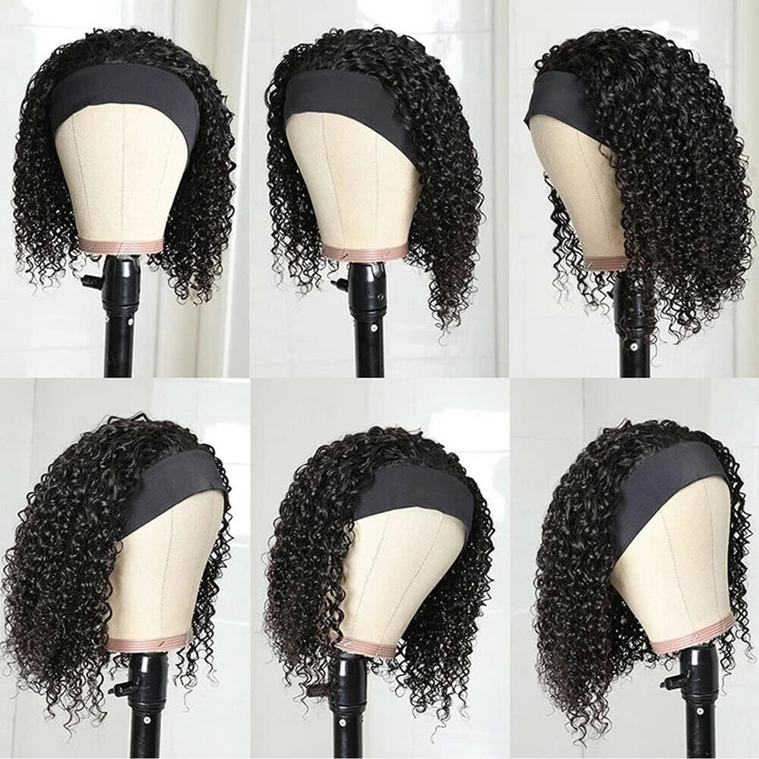 Headband Wig Human Hair Glueless Wig Human Hair Deep Wave Curly Brazilian Natural Women Hair 150% De