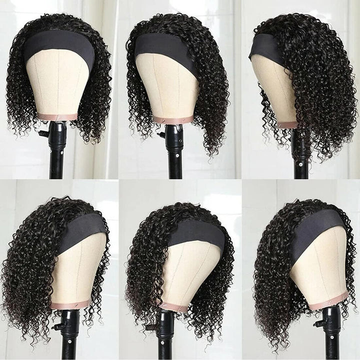 Headband Wig Human Hair Glueless Wig Human Hair Deep Wave Curly Brazilian Natural Women Hair 150% De