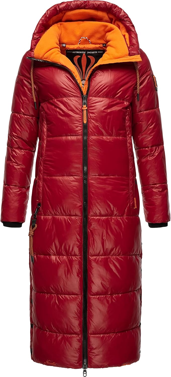 Navahoo Damen Warmer Winter Steppmantel mit Kapuze Schmuseengel XS-XXL S Dark Red, S Dark Red