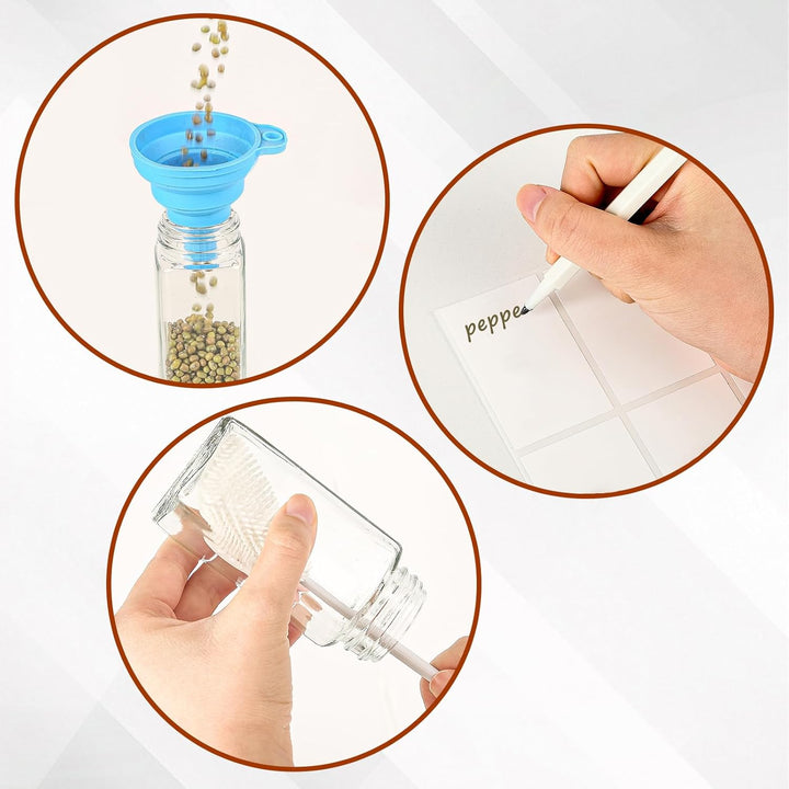 12pcs Gewürzgläser Eckig mit Aluminiumdeckel, 120ml Glasbehälter mit Streueinsatz, Luftdichte Gewürz