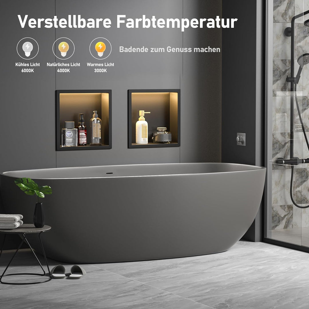 Wandnische Dusche Edelstahl mit LED,Duschnische mit Beleuchtung für Badezimmer Aufbewahrung,Einbau-N