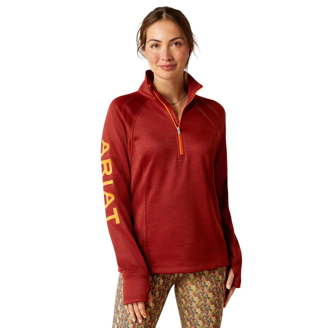 ARIAT Damen Tek Team 1/4 Zip S Gebrannter Ziegel, S Gebrannter Ziegel