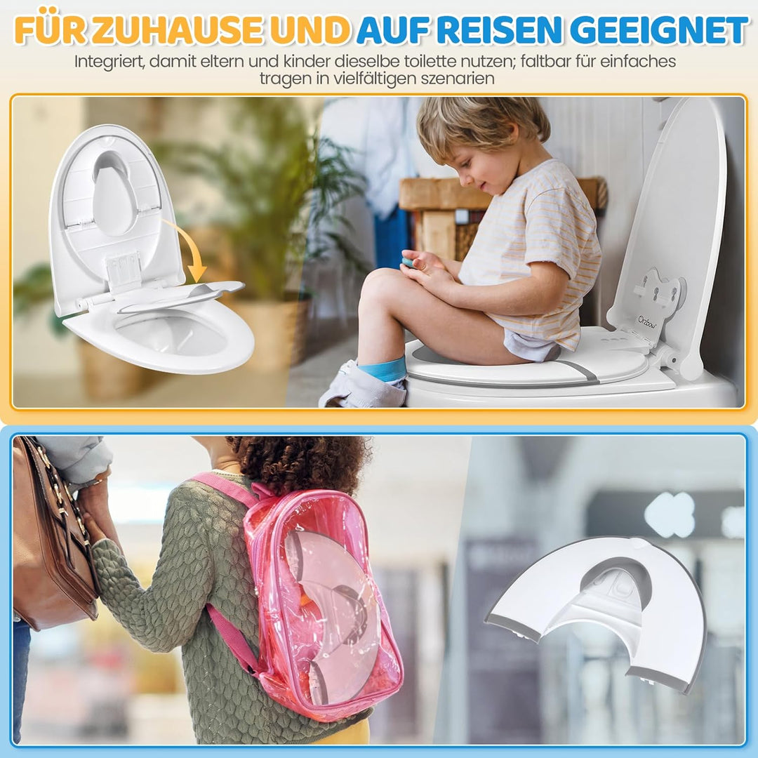 Orzbow Faltbarer Toilettensitz Kinder, Tragbarer Kinder Toilettensitz mit Weichgummi-Urin Barriere,