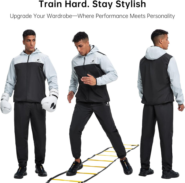 HOTSUIT Schwitzanzug Herren Trainingsanzüge Fitnessstudio Workout Übung Saunajacke Hose Ganzkörper S