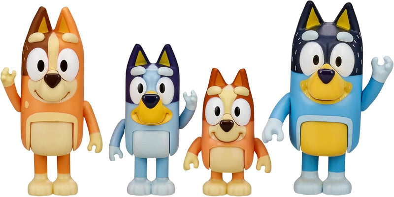 BlueY Family Pack, Set mit 4 beweglichen Figuren, Bingo, Mama Chilli und Papa Bandit, wie im Fernseh