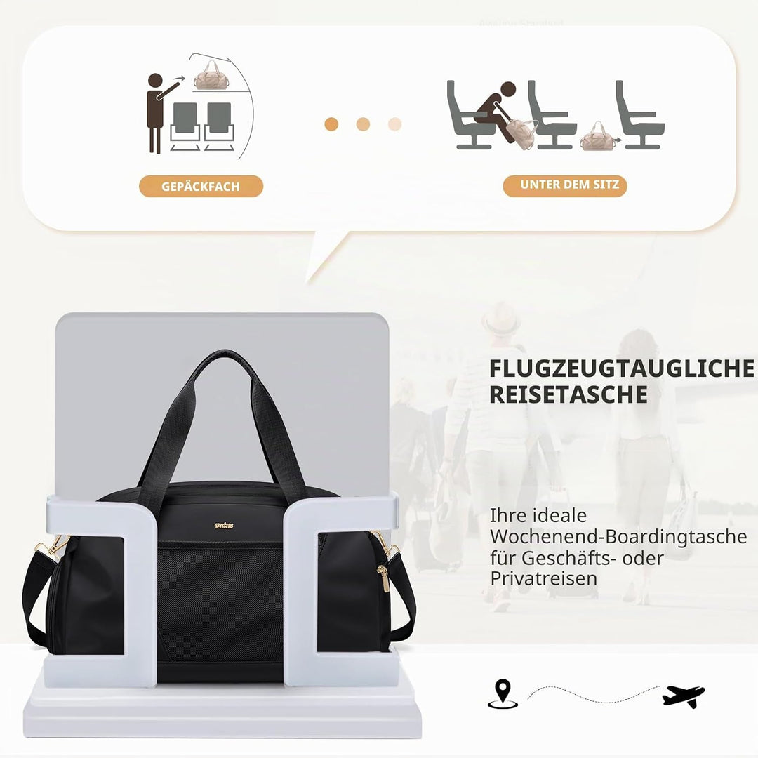 VNINE Reisetasche Sporttasche Damen，Leichte Handgepäck Tasche Weekender Bag Schwimmtasche Wasserdich