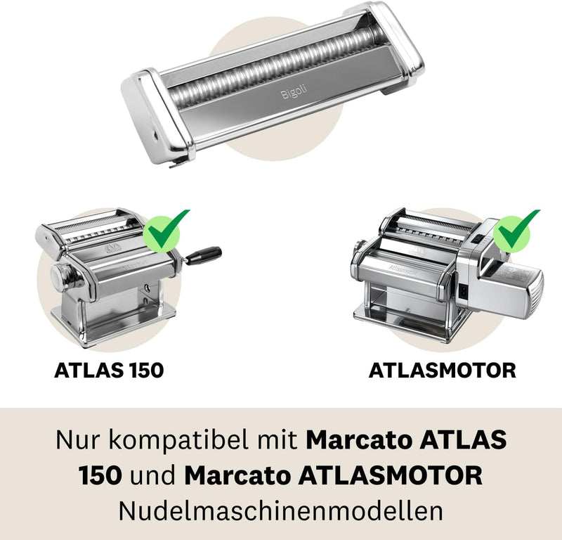 Capellini-Aufsatz aus Edelstahl für die Nudelmaschine Atlas 150 von Marcato, Legierung, Mafaldine, M