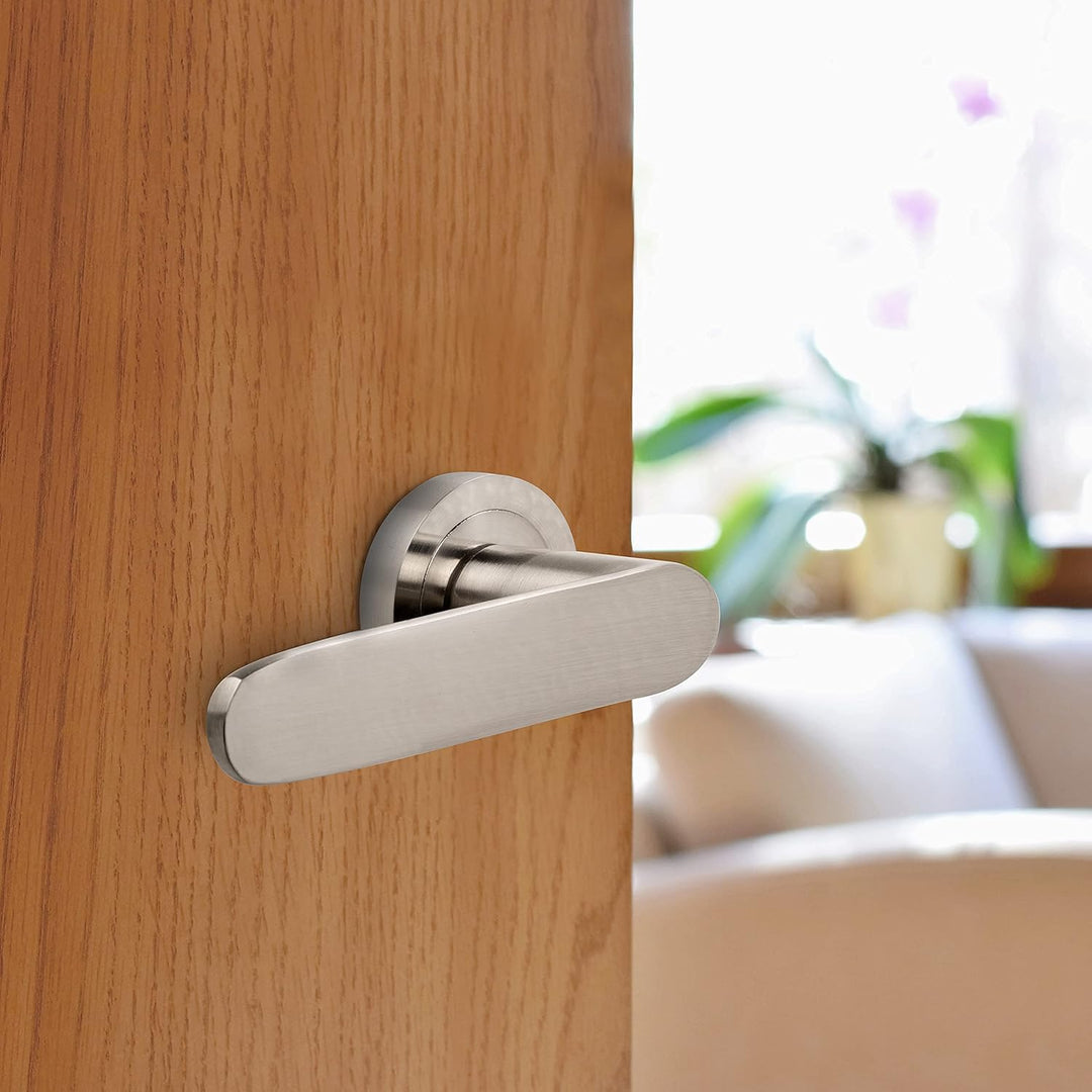 Emuca - Türgriffe für Innenttüren, 5 Türgriff-Set mit Rosetten für Zimmertüren D.50 mm, Aluminium, s