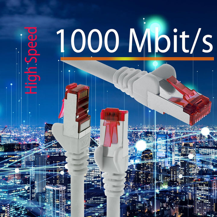 1aTTack.de - 5x 10m CAT6 Patchkabel S/FTP PIMF Schirmung CAT.6 RJ45 Netzwerkkabel Ethernetkabel DSL