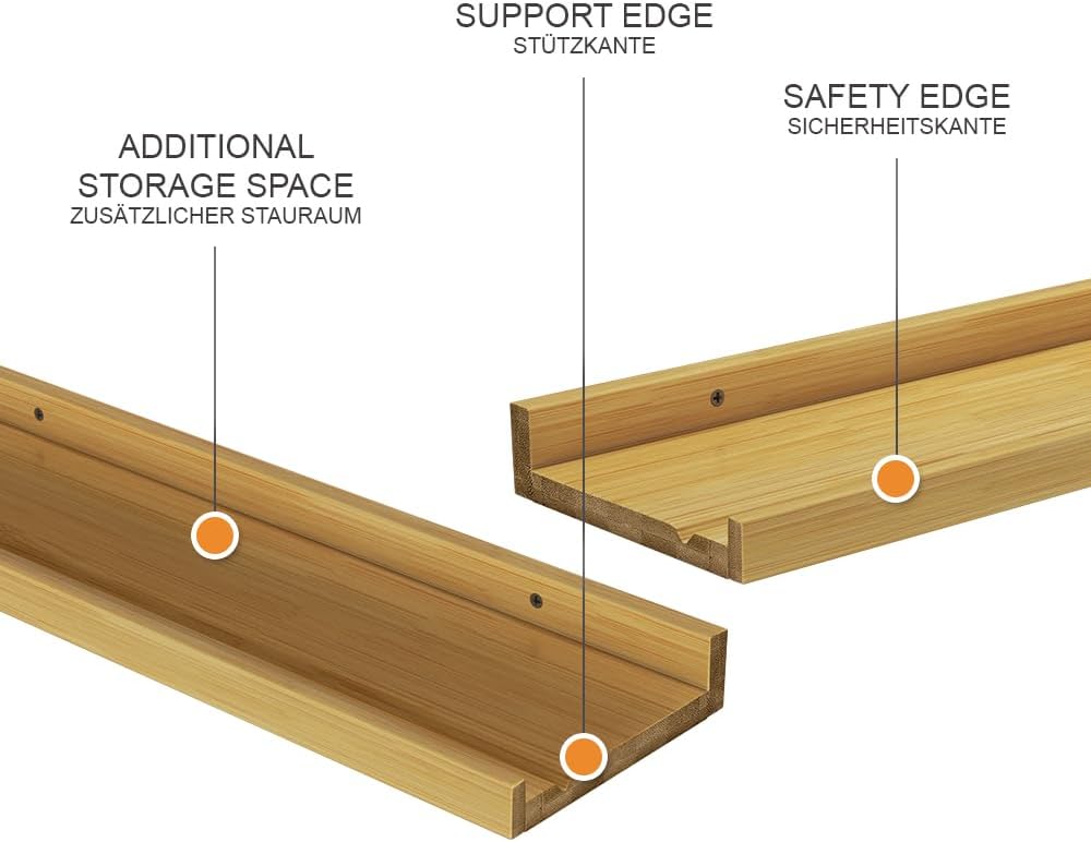 Vicco Wandregal Linus, Naturholz, 60 x 4 cm 2er Set, zur Wandmontage für Flexible Ablageflächen im W