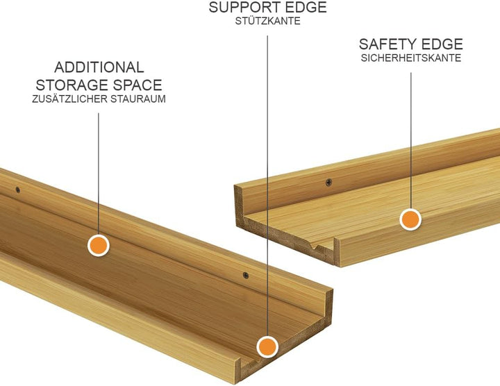 Vicco Wandregal Linus, Naturholz, 60 x 4 cm 2er Set, zur Wandmontage für Flexible Ablageflächen im W