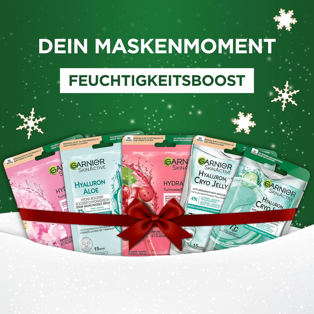 Garnier Tuchmasken Adventskalender: 24 Tage Beauty-Verwöhnung mit feuchtigkeitsspendenden Gesichts-