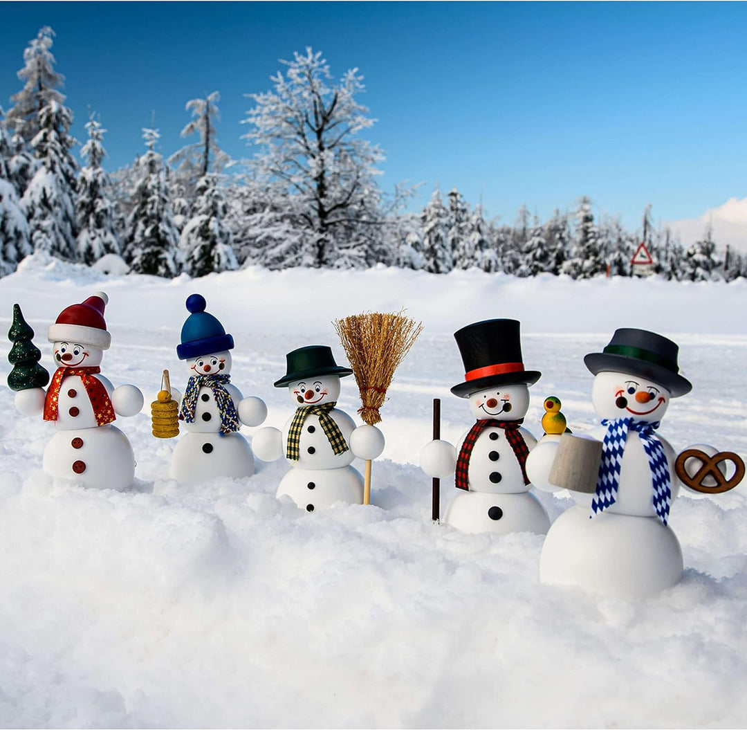 Seiffener Volkskunst | Räuchermännchen | Räucherfigur 14 cm | Schneemann | Original Erzgebirge | 122