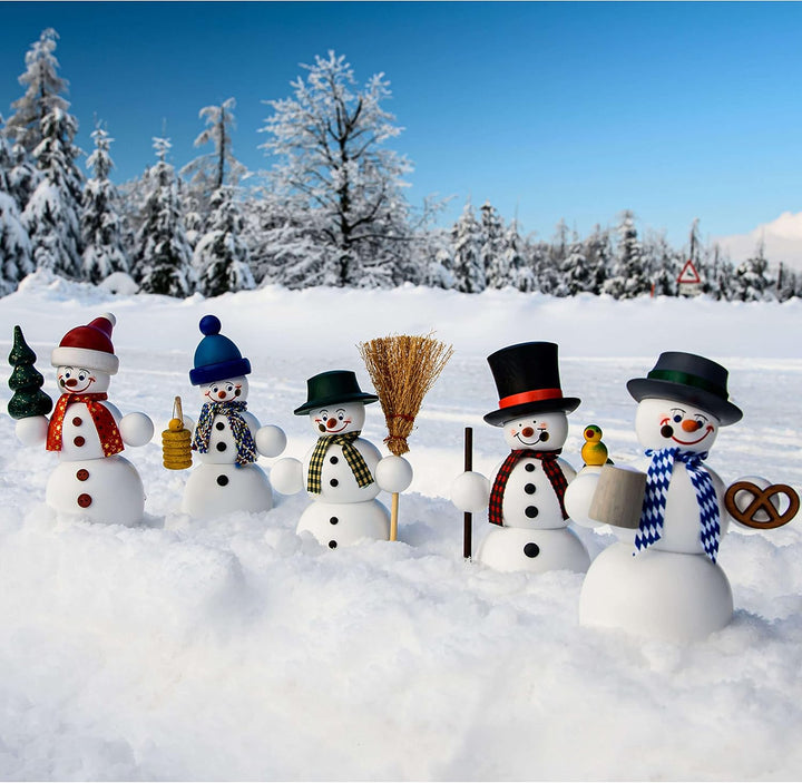 Seiffener Volkskunst | Räuchermännchen | Räucherfigur 16 cm | Schneemann | Original Erzgebirge | 122