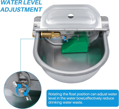 Svauoumu Automatische Tränke mit Schwimmventil, Tränke für Edelstahlrinder, Niederdruck-Pferdetränke