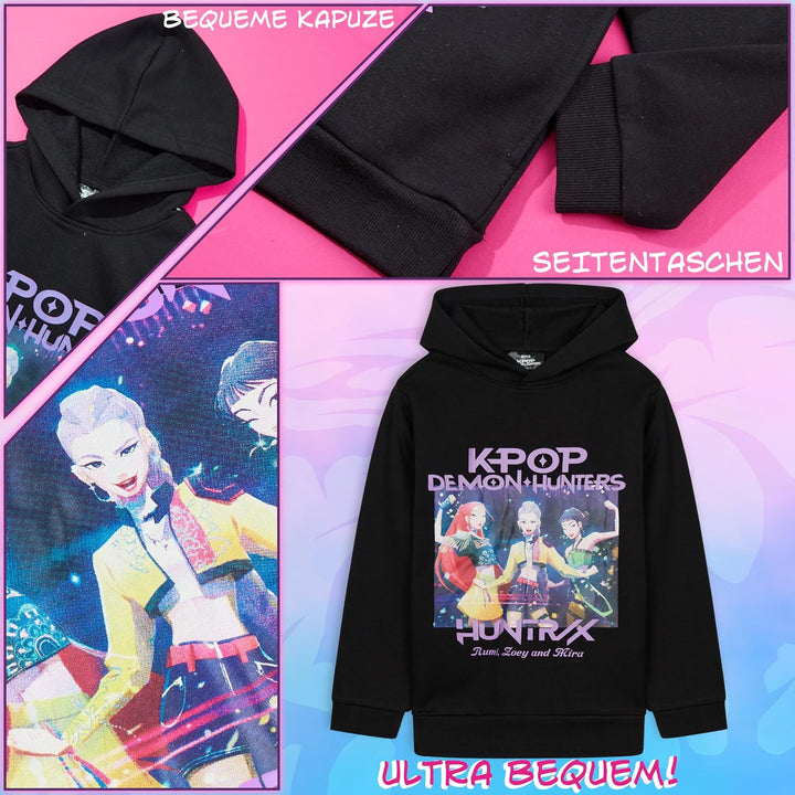 KPop Demon Hunters Offiziell Hoodie Mädchen Teenager, Taschen Fleece Pullover, Anime Huntrix Saja Bo