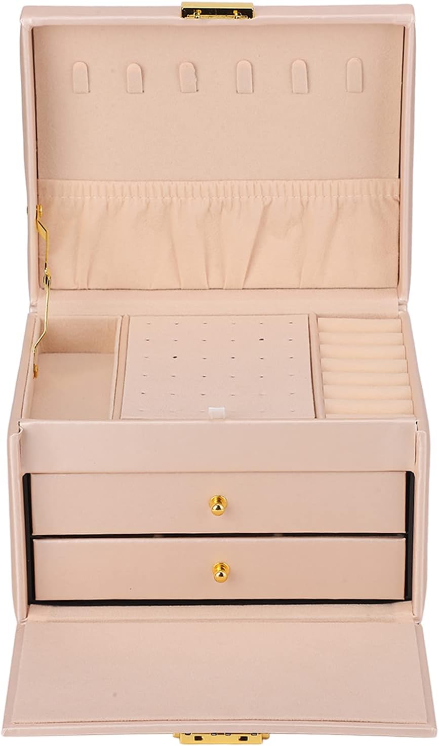 Juwelier Organizer Box, 3 Schichten Stauraum, PU -Ledermaterial mit Wichtigen Kleinen Schmuckschacht