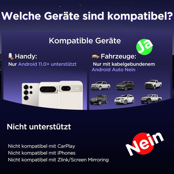 Android Auto Wireless Adapter – 2026 U2AC-L9 Wandelt Ihre Wired in Wireless für Autos Radio mit Andr