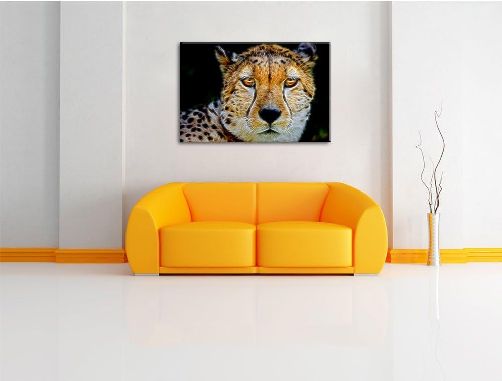 Dark ruhender Gepard Deluxe Format: 100x70 cm auf Leinwand, XXL riesige Bilder fertig gerahmt mit Ke