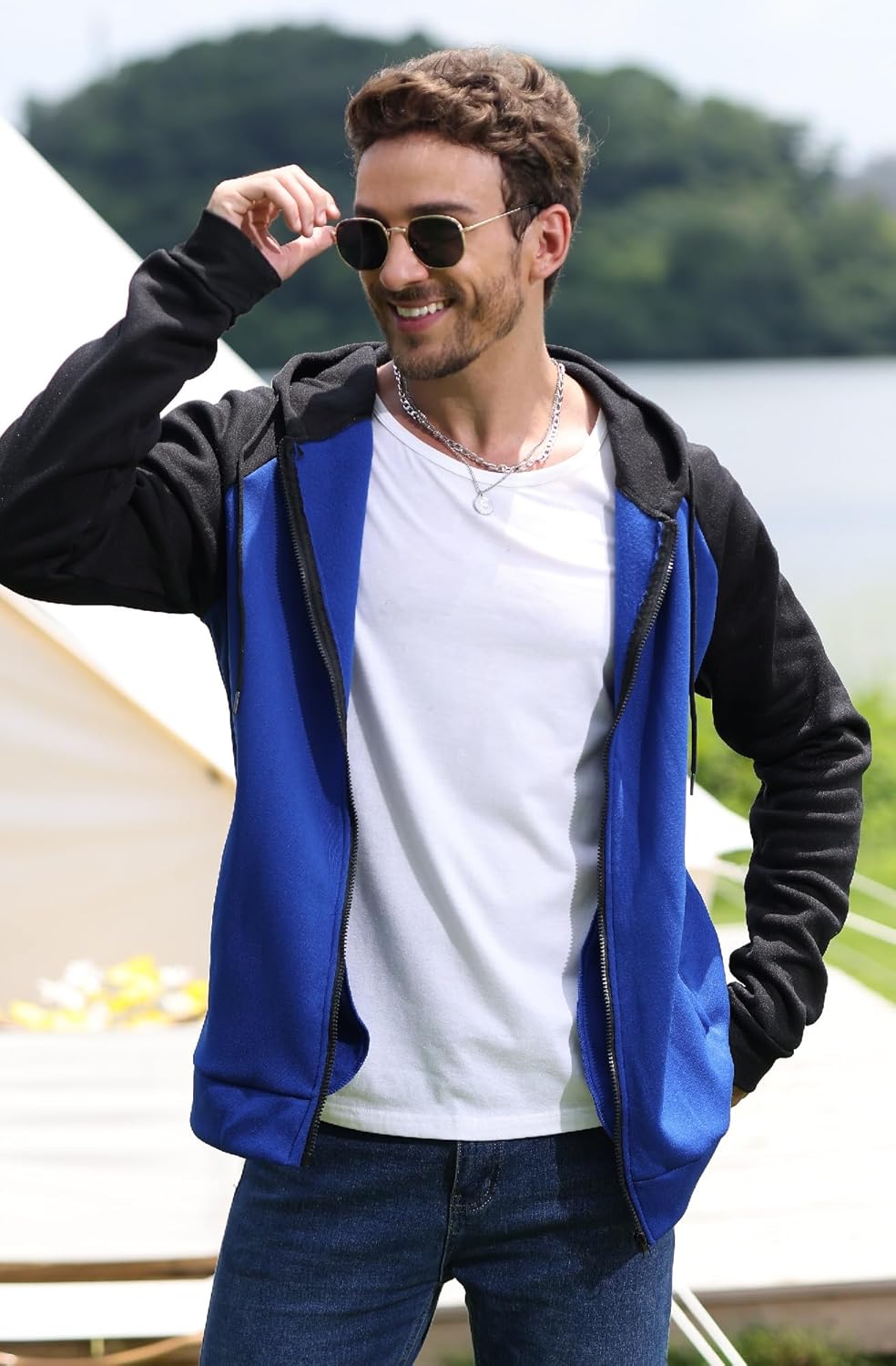 YawYews Sweatjacke Herren Zipper Hoodie Kapuzenjacke Herren Sweatjacke Mit Kapuze Sweatshirt Jacke R