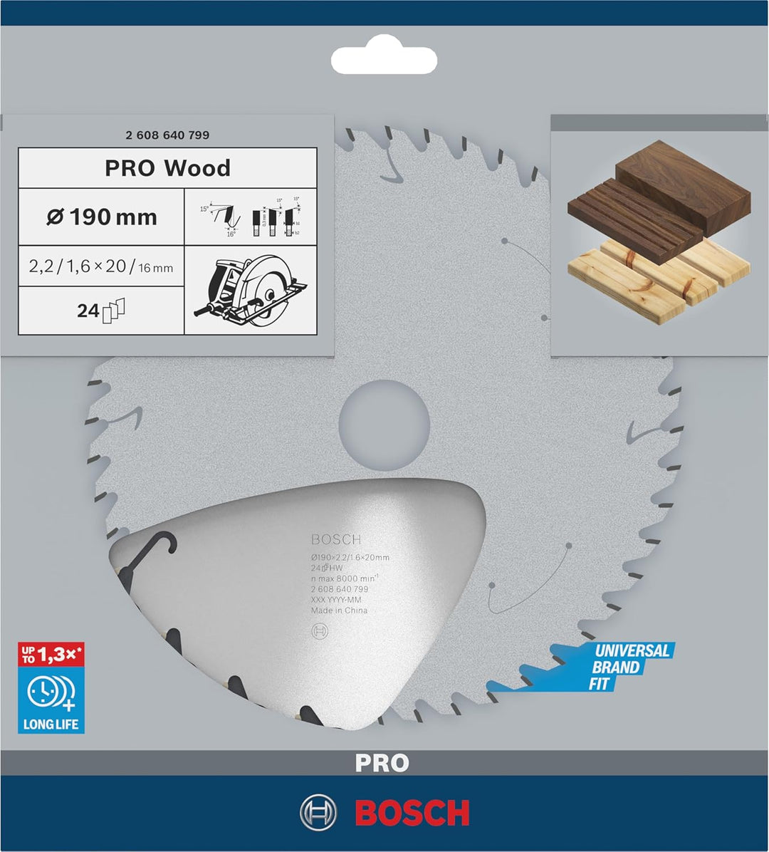 Bosch 1x PRO Wood Kreissägeblatt für Akku-Handkreissägen (für Weichholz, Hartholz, Ø mm, Professiona