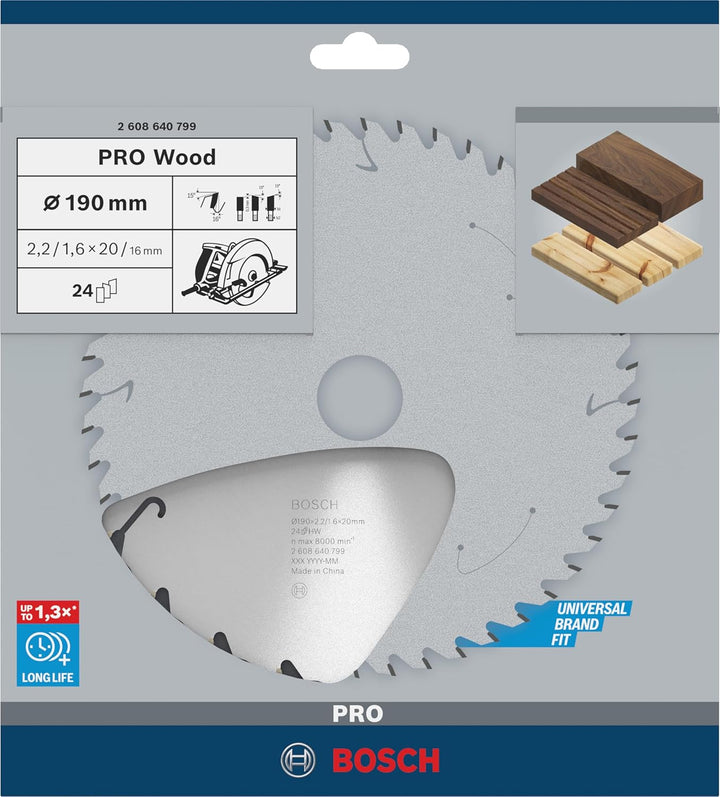 Bosch 1x PRO Wood Kreissägeblatt für Akku-Handkreissägen (für Weichholz, Hartholz, Ø mm, Professiona